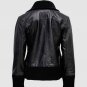 FOUE POCKET BLACK COLOR BOMBER LEATHER JACKET FOR WOMEN