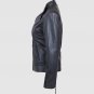 New Designed Women Leather Biker Jacket Black Color Zipper Lapel collar