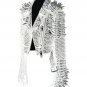 White Color Women Genuine Classical Punk Style Leather Jacket Large Spike Silver Studs