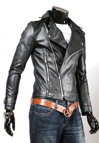 Men's Slim Fit Fascinating Black Biker Fashion Leather Jacket