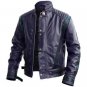Handmade Men Michael Jackson Style Blue Leather Jacket, Men Biker Fashion Jacket
