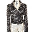 Bespoke Black Studded Leather jacket for women, spiked leather jacket