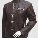 New Brown Color with white lining Leather Jacket Button Closure For Women