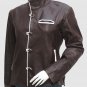 New Brown Color with white lining Leather Jacket Button Closure For Women