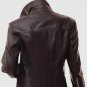 New Brown Color Leather Jacket Zipper Closure Lapel Collar For Women
