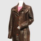 New Long Trench Brown Color Leather Coat Button Closure Coat Collar For Women