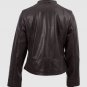 Classic Black Color Leather jacket Side Zipper Closure Band Collar For Women