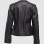 New Black Color Leather Collar & Zip Less jacket For Women