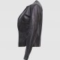New Black Color Leather Collar & Zip Less jacket For Women