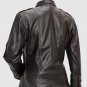 New Dark Brown Color Leather Jacket 4 Women Shirt Collar Five Pockets Button Closure