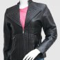 New Looking Black Color Leather Jacket 4 Women Lapel Collar Zip Pockets Zipper Closure
