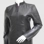 New Leather Jacket Black Color For Women Lapel Collar Zip Pockets Zipper Closure