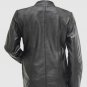 New Leather Jacket Black Color For Women Lapel Collar Zip Pockets Zipper Closure