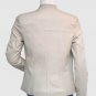 New Leather Jacket Beige Color For Women Lapel Collar   Zipper Pockets & Closure