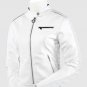 New Leather Biker Jacket White Color For Women  Ban Collar Zipper pocket & Cuff Closure