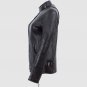 Women Leather Biker Jacket Black Color Band Collar Zipper Closure