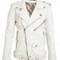 Women Fashion White Leather Jacket , Lambskin Biker Jacket For Women