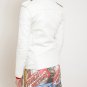 Women Fashion White Leather Jacket , Lambskin Biker Jacket For Women