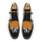 Double Buckle Strap Monks Wing Tip Patina Genuine Leather Reliable Handmade Formal Shoes