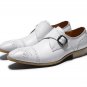 Formal Classy White Single Monk Strap Genuine Leather Brogue Cap Toe Handmade Reliable Shoes