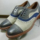Men's Oxford Suede Genuine Leather Multi Color Full Brogue Toe Handmade Fashion Shoes