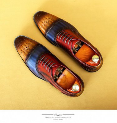Oxford Mixed Color Brogues Formal Official Social Designer Wedding Luxury Dress Leather Shoes