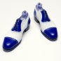 Oxford White Blue Spectator Genuine Leather Handmade Luxury Shoes