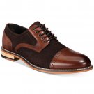 Rounded Burnished Cap Toe Brown Real Suede Leather Handmade Lace Up Derby Toe Shoes