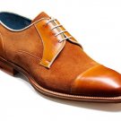 Suede Brown Color Genuine Leather Derby Cap Toe Handmade Lace Up Men Shoes