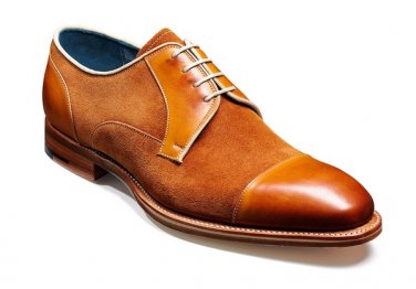 Suede Brown Color Genuine Leather Derby Cap Toe Handmade Lace Up Men Shoes