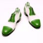 Two Tone White Green Cap Toe Luxury Fashionable Handmade Real Leather Shoes