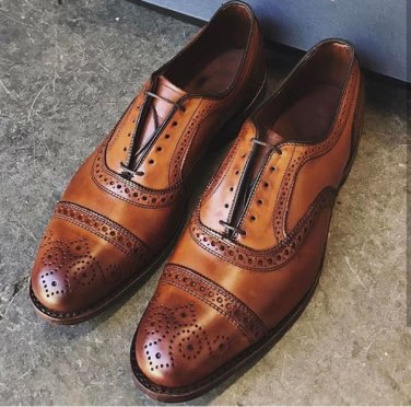 Handmade Men's Brown Color Shoe wingtip Lace Up Leather Formal Shoes