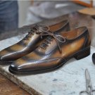 Handmade Men's Round Toe Shoes, Men's Black Brown Lace Up Leather Shoes