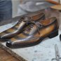 Handmade Men's Round Toe Shoes, Men's Black Brown Lace Up Leather Shoes