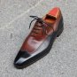 Handmade Men's Shoes, Men's Brown & Black Leather Wing Tip Lace Up Dress Formal shoes