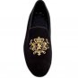 HAND MADE MEN LION EMBROIDERY BLACK HANDMADE VELVET LOAFERS SHOES