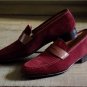 Handmade Maroon Color Suede Penny Loafer Slipper Dress Men's Fashion Moccasin Shoes