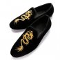 HANDMADE Fulinken Men's Fashion Velvet Slip-on Shoes Round Toe Casual Embroidered Loafers Boots
