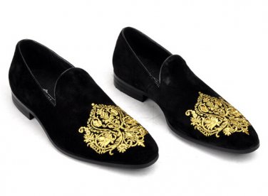 Handmade Men's Velvet Shoes, Men Embroidered Velvet Shoes Slip on