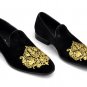 Handmade Men's Velvet Shoes, Men Embroidered Velvet Shoes Slip on