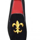 MENS BLACK SHOES, MEN EMBROIDERED VELVET SHOES