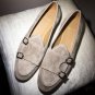 Best Christmas Hot Sale Beige  Handmade Double Monk Suede Formal Shoes