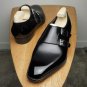Classic Hand Stitch Black Square Toe  Luxury Double Monk Shoes