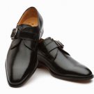 Handmade Black Men's Leather Shoes, Men's Monk Strap Fashion Formal Shoes