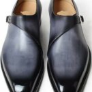 Handmade Classic Gray Finishing Monk Shoes Collection Single Monk Shoes Collection