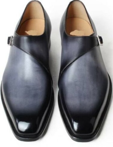 Handmade Classic Gray Finishing Monk Shoes Collection Single Monk Shoes Collection