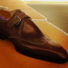 Handmade Dark Brown Monk Strap Dress Shoes For Gentlemen In Genuine Leather