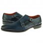 Burnished Toe Blue Color Magnificent Leather Double Buckle Stars Men Monk Shoes