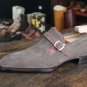Handmade Dove Color suede Leather shoes strap Buckle Dress Formal shoes For  Men