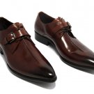 MENS HANDMADE BROWN LEATHER SHOES, DRESS SHOES MENS, BELTED SHOES FOR MEN
